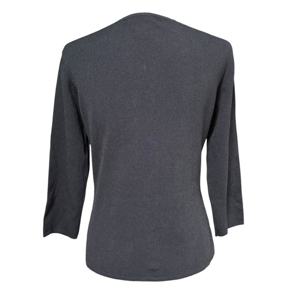 Carducci Black Lace Up Corset Ribbed Knit Sweater Top Size Medium Y2K - Picture 3 of 6